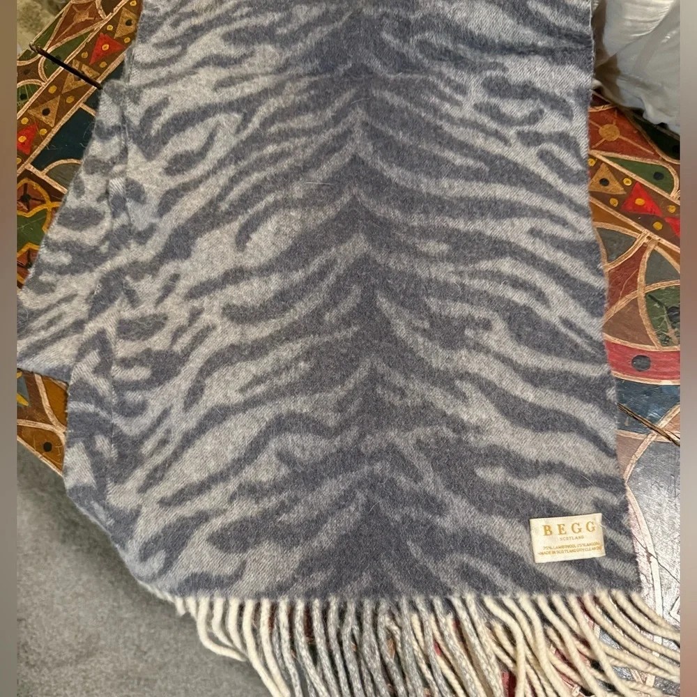 BEGG & CO Scotland Angora and Lambswool Large Animal Print Scarf